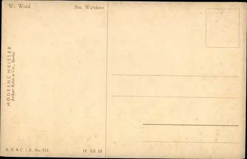 Künstler Ak Wohl, W., Am Waldsee, Mädchen nehmen ein Bad, Ufer