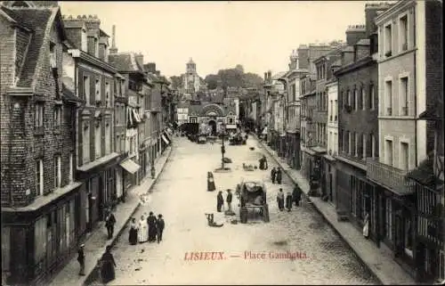 Ak Lisieux Calvados, Place Gambetta