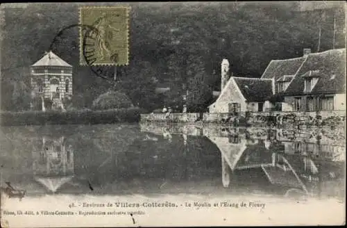 Ak Fleury Aisne, Le Moulin, L'Etang
