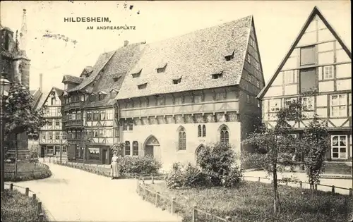 Ak Hildesheim in Niedersachsen, Andreasplatz, Fachwerkhäuser