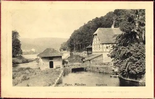 Ak Hann. Münden in Niedersachsen, Weserblick, Fachwerk