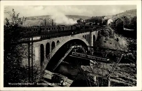 Ak Wuppertal, Schwebebahn, Dreibahnen, Sonnborner Brücke