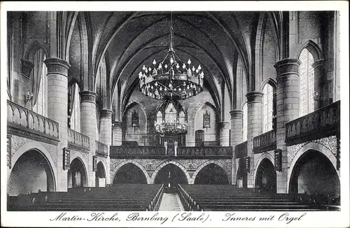 Ak Bernburg an der Saale, Martinkirche, Inneres mit Orgel