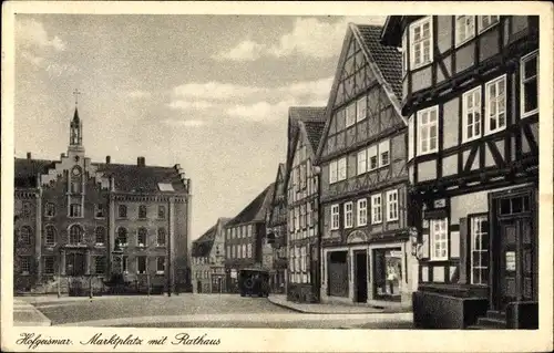 Ak Hofgeismar in Nordhessen, Marktplatz mit Rathaus