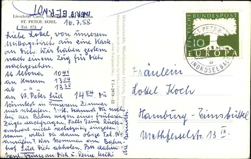 Ak Böhl Sankt Peter Ording, Pension, Vogelschau