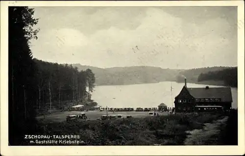 Ak Kriebstein Mittelsachsen, Zschopau Talsperre mit Gaststätte