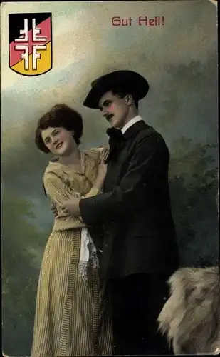 Ak Gut Heil, Turner umarmt eine Frau
