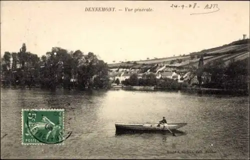 Ak Dennemont Yvelines, Vue generale, Ruderboot