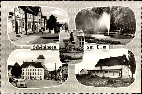 Ak Schöningen am Elm, Jugendherberge, Rathaus, Stadtpark