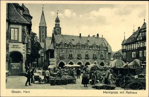 Ak Goslar am Harz, Marktplatz, Rathaus