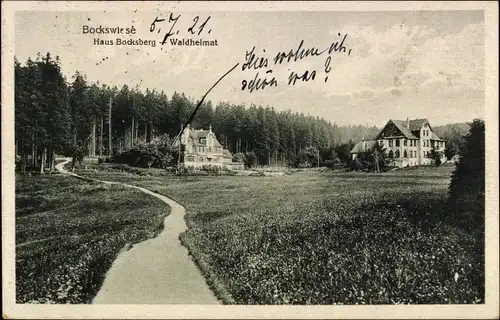 Ak Hahnenklee Bockswiese Goslar im Harz, Haus Bocksberg, Waldheimat