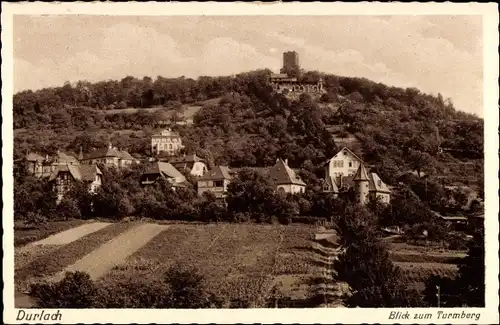 Ak Durlach Karlsruhe, Blick hoch zum Turmberg