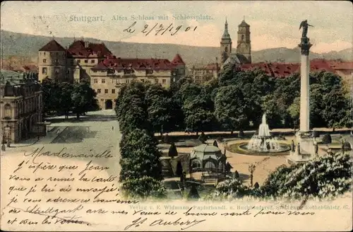 Ak Stuttgart Baden Württemberg, altes Schloss mit Schlossplatz