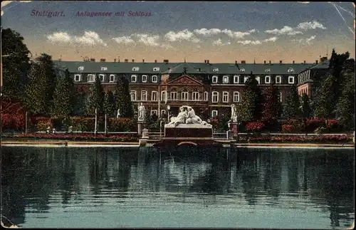 Ak Stuttgart in Baden Württemberg, Anlagensee, Schloss