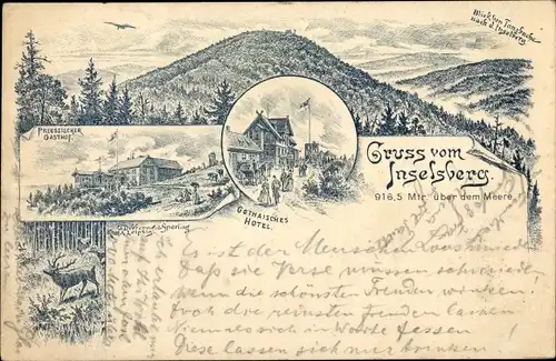 Vorläufer Litho Brotterode Trusetal Thüringen, Inselsberg, Preussischer Gasthof