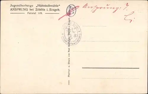 Ak Ansprung Marienberg im Erzgebirge, Jugendherberge Hüttstadtmühle, Innenansicht