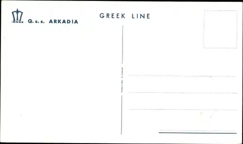 Ak Dampfschiff QSS Arkadia, Greek Line, Ansicht Backbord