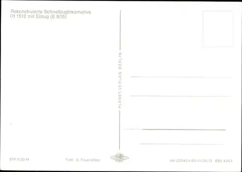 Ak Deutsche Eisenbahn, Dampflok, 01 1512 mit Eilzug E 805, Schnellzuglokomotive