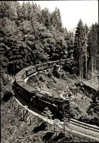 Ak Deutsche Eisenbahn, Waldpartie, Harzquerbahn, Dampflok