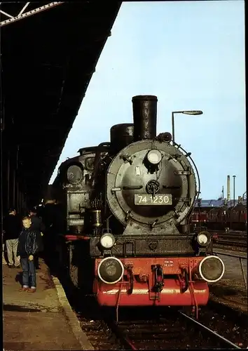 Ak Deutsche Eisenbahn, Dampflok, 74 1230, Personenzugtenderlokomotive, Strecke Wismar Rostock