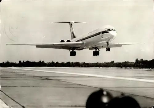 Ak Passagierflugzeug Iljuschin IL-62, Interflug, Turbinenluftstrahlverkehrsflugzeug