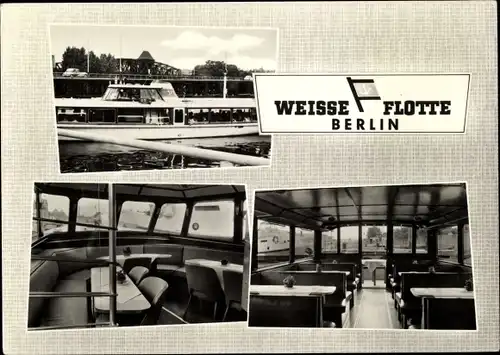 Ak Berlin, Weiße Flotte, Touristenschiff, Innenansicht