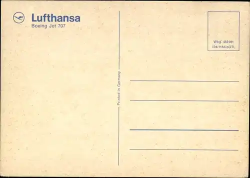 Ak Deutsches Passagierflugzeug, Boeing Jet 707, Lufthansa