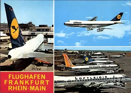 Ak Frankfurt am Main, Rhein Main Flughafen, Lufthansa, Passagierflugzeuge, Loftleidir