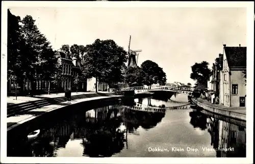 Ak Dokkum Dongeradeel Friesland Niederlande, Klein Diep, Vleeschmarkt