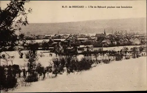 Ak Béhuard Maine-et-Loire, L'Ile de Behuard pendant une Inondation