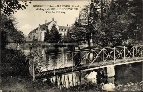 Ak Bégrolles en Mauges Maine et Loire, Abbaye de Bellefontaine, Vue de l'Etang