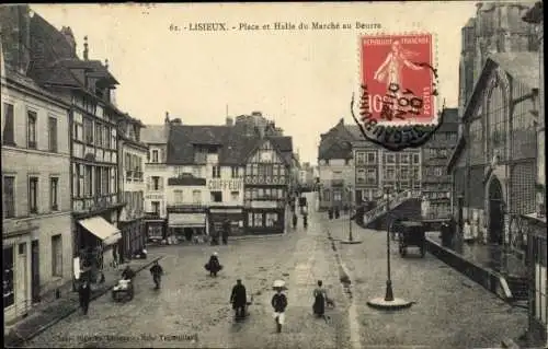 Ak Lisieux Calvados, Place et Halle du Marche au Beurre