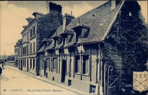 Ak Lisieux Calvados, Rue d'Orbec, Wappen