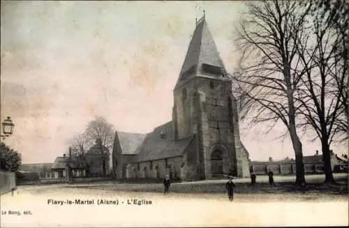 Ak Flavy le Martel Aisne, L'Eglise