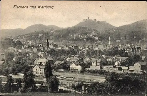 Ak Eisenach in Thüringen, Ort mit Wartburg