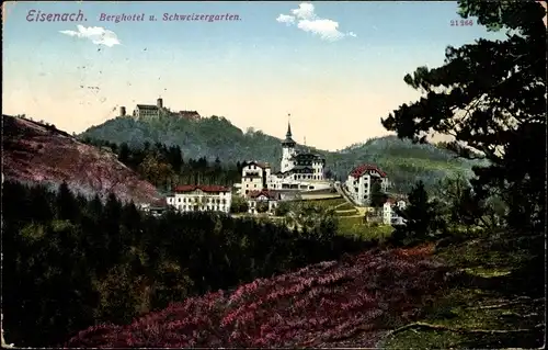Ak Lutherstadt Eisenach in Thüringen, Berghotel und Schweizergarten mit Umgebung