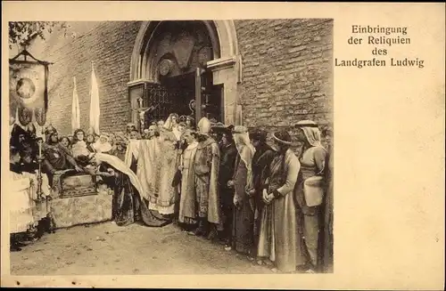 Ak Eisenach in Thüringen, Einbringen der Reliquien d. Landgrafen Ludwig, Sage v. d. Wartburg