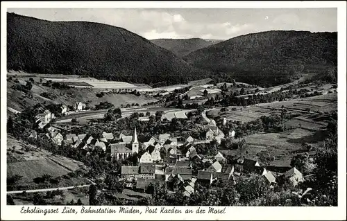 Ak Lütz im Hunsrück, Totale, Bahnstation Müden, Karden an der Mosel