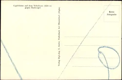 Ak Oberstdorf im Oberallgäu, Gipfelhütte auf dem Nebelhorn gegen Hochvogel