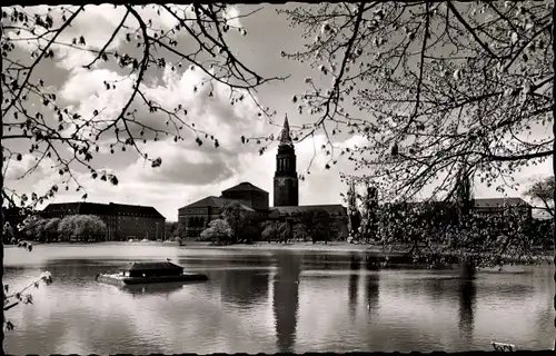 Ak Hansestadt Kiel, Kleiner Kiel mit Rathaus und Stadttheater