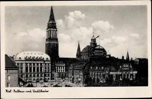 Ak Hansestadt Kiel, Rathaus und Stadttheater