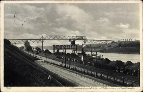 Ak Kiel Holtenau, Hochbrücke mit Dampfer