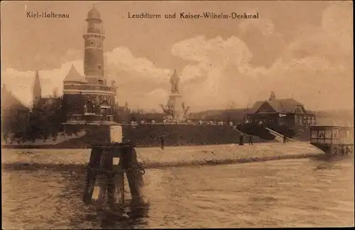 Ak Holtenau Kiel in Schleswig Holstein, Leuchtturm und Kaiser Wilhelm Denkmal