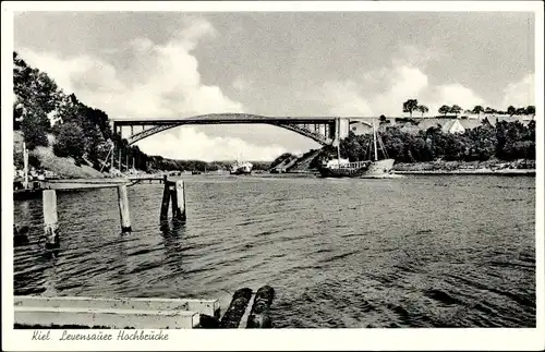 Ak Kiel in Schleswig Holstein, Blick auf die Levensauer Hochbrücke, Schiff