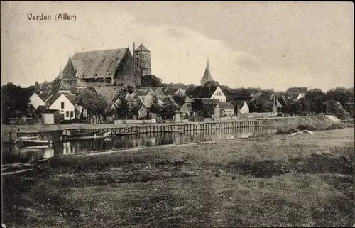Ak Verden an der Aller, Blick auf den Ort