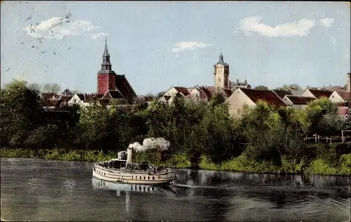 Ak Verden an der Aller, Salondampfer, Kirchturm, Häuser