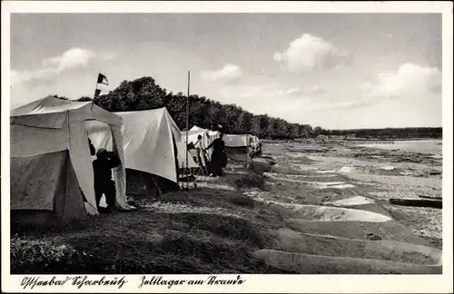 Ak Scharbeutz in Ostholstein, Zeltlager am Strand