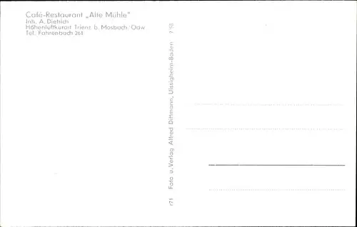 Ak Trienz Fahrenbach im Odenwald, Teilansicht, Gasthof Alte Mühle