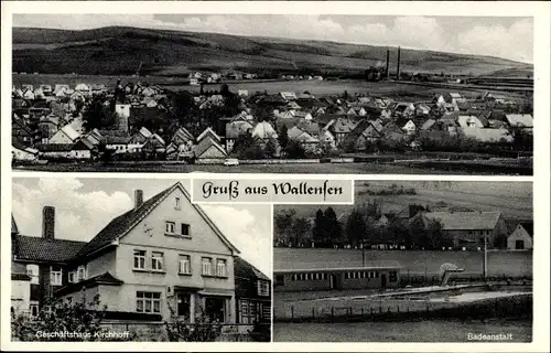 Ak Wallensen Salzhemmendorf Niedersachsen, Panorama, Geschäft Kirchhoff, Freibad