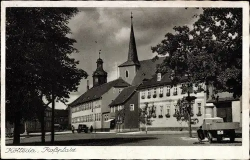 Ak Kölleda in Thüringen, Roßplatz mit Rathaus